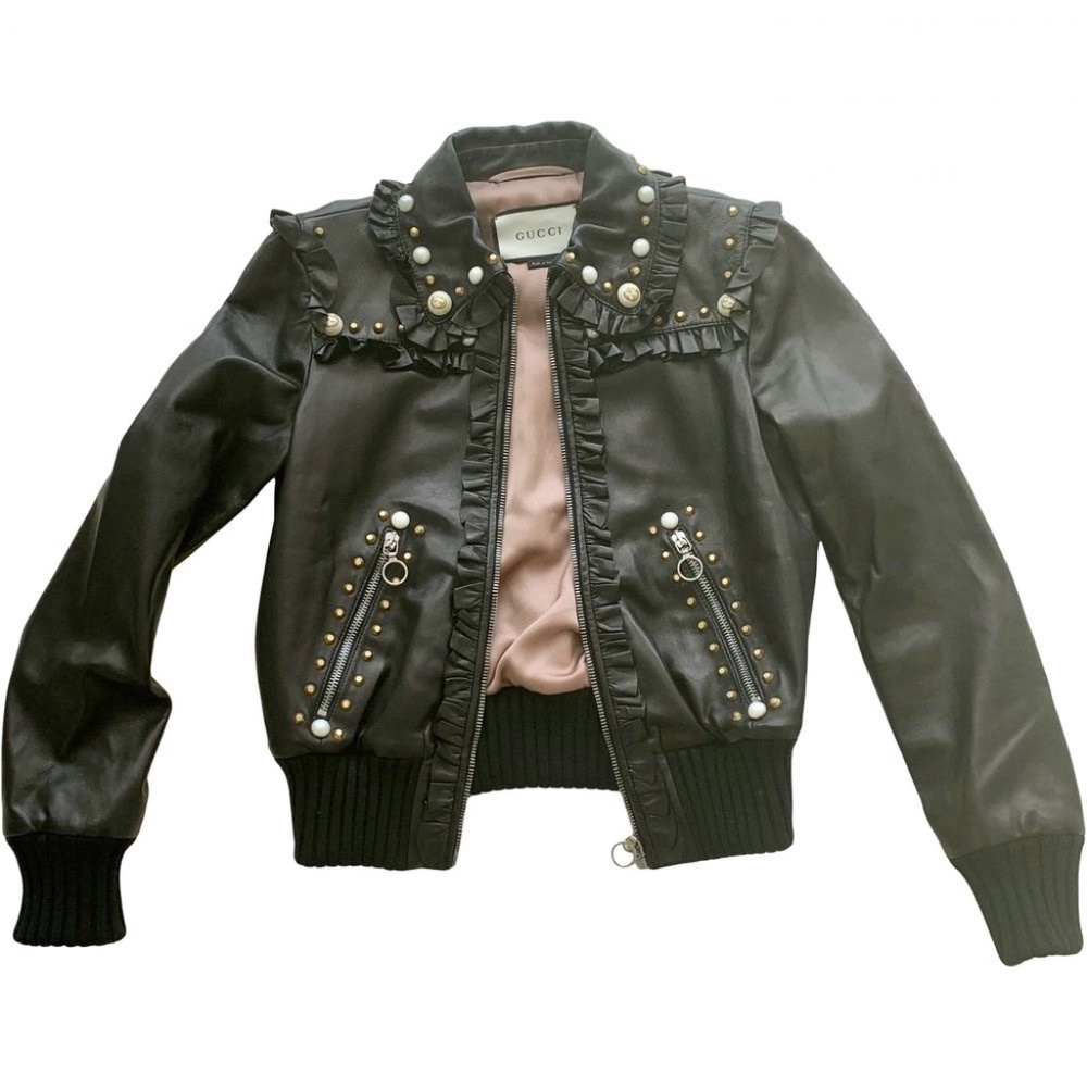Gucci Lamb Leather Jacket embellished with pearls IT 44